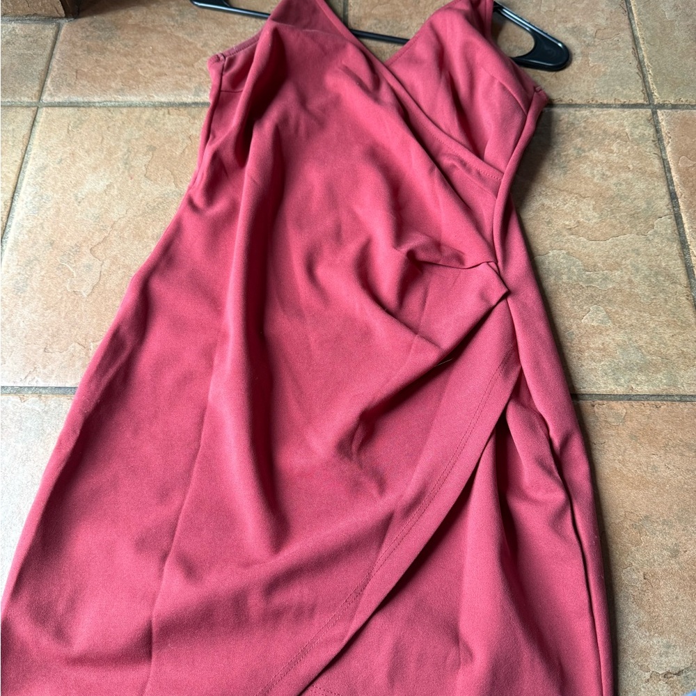 SHEIN Dusty Rose Sleeveless Wrap Midi Dress